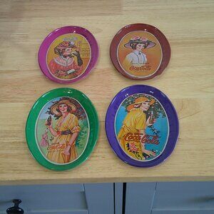Tiny Vintage Oval Coca Cola Tins Lot of 4